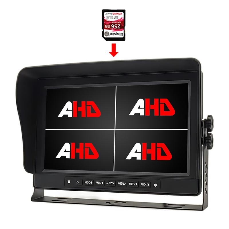 10.1 Vízálló négy nézetű kijelző, videórögzítő AHD monitor