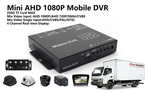 4 csatornás Mini AHD 1080P mobil DVR készlet 4 HD kamerával