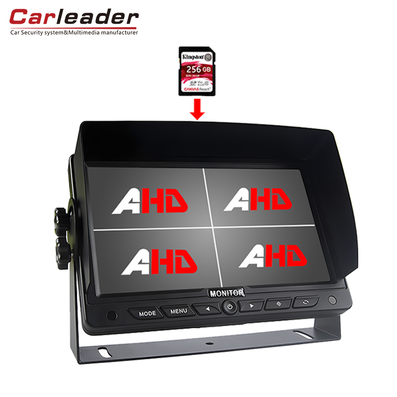 Carleader 7 hüvelykes teherautó fedélzeti HD Quad Split monitor DVR rögzítési funkcióval