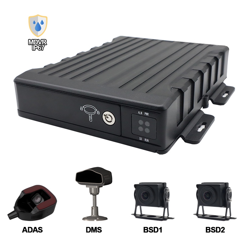 4CH IP67 vízálló AI SD mobil DVR támogatás ADAS+DMS+BSD